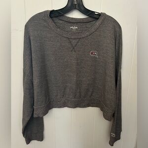 Gilly Hicks by HOLLISTER Gray Crop TOP Sweatshirt women M Long sleeve Hearts